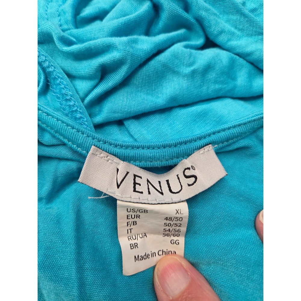 Venus Turquoise Blue Cowl Neck Racerback Cover Up Mini Dress Womens XL - Picture 3 of 5